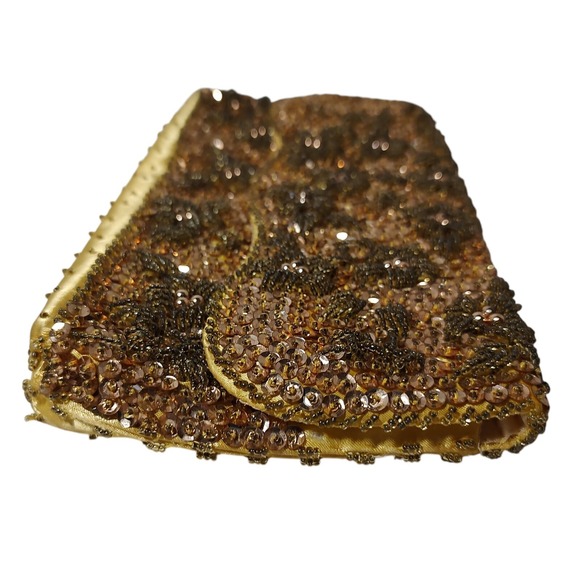 Rimco Beaded Floral Clutch Purse Gold California Hand Made in Hong Kong 1960 SEE - Picture 5 of 15